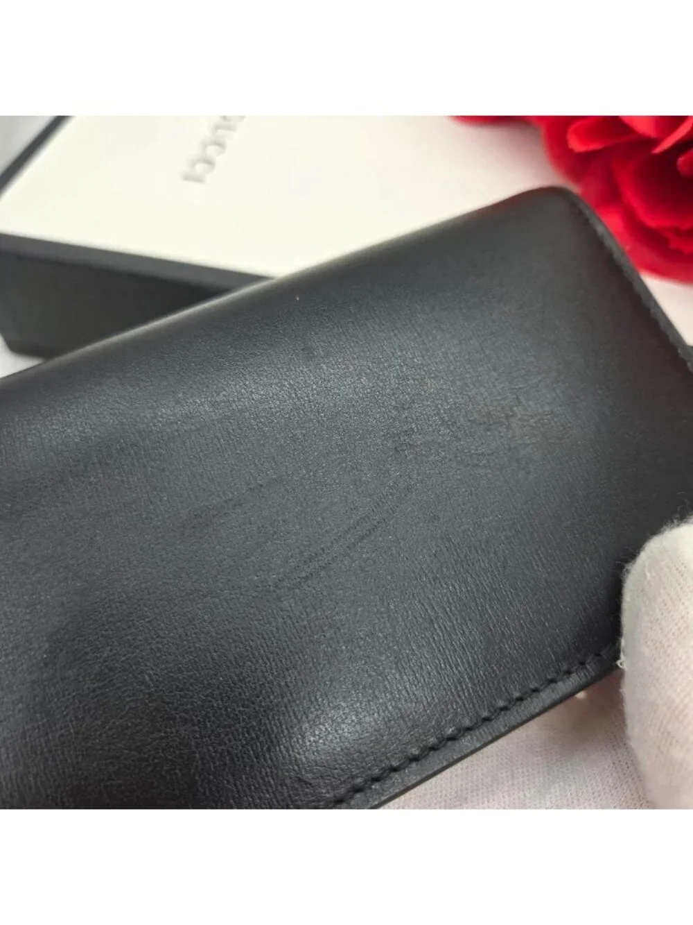 Gucci Wallet GG Marmont Silver Black